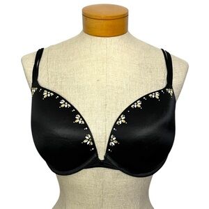 Victoria’s Secret Very Sexy Push-Up Bra Bead Rhinestone Embellishment Black 36DD